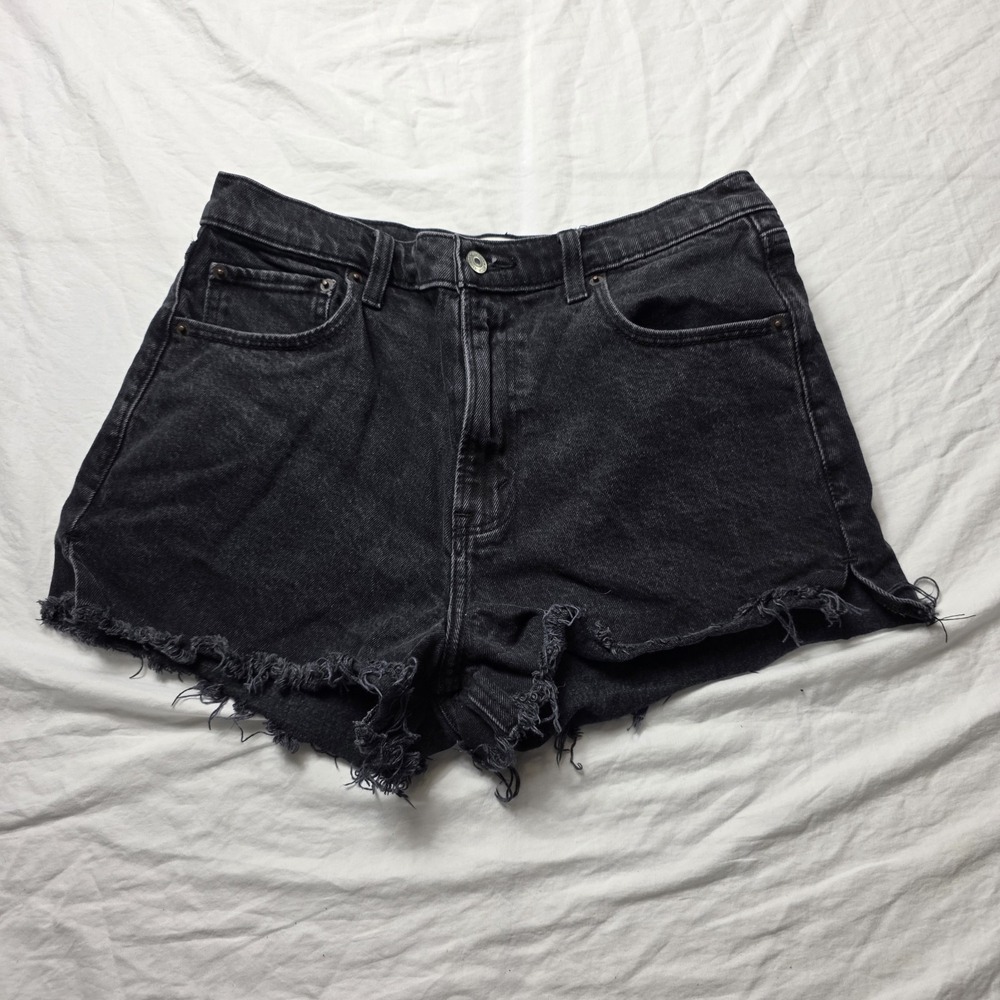 abercrombie & fitch women's jean shorts mom high rise cut off black 8 29